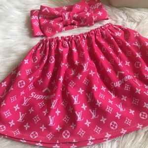 2t-3t croptop/skirt & headband sets
